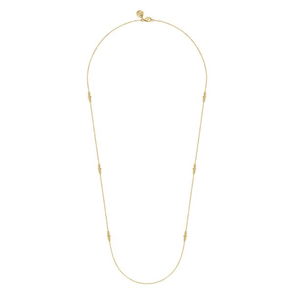 Gabriel & Co. 14K Yellow Gold Graduating Bujukan Bead Station Necklace Image 2 Bradley's Jewelers Jacksonville, NC