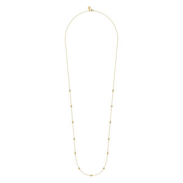 Gabriel & Co. 14K Yellow Gold Bujukan Bead Station Necklace Image 2 Bradley's Jewelers Jacksonville, NC