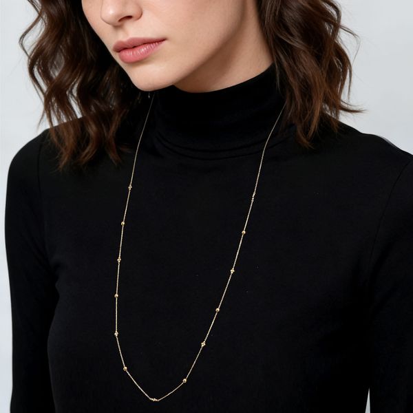 Gabriel & Co. 14K Yellow Gold Bujukan Bead Station Necklace Image 3 Bradley's Jewelers Jacksonville, NC