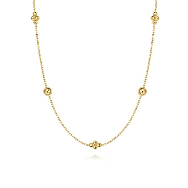 Gabriel & Co. 14K Yellow Gold Bujukan Bead Station Necklace Bradley's Jewelers Jacksonville, NC
