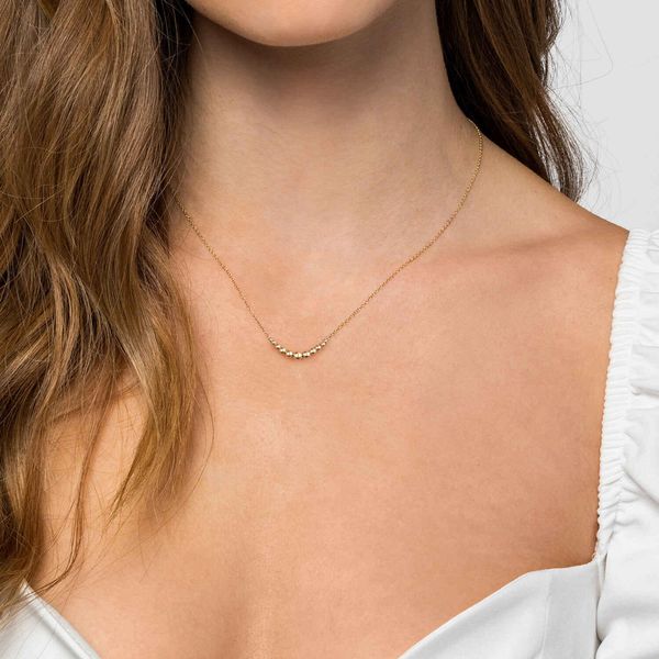 Gabriel & Co. Bujukan 14K Yellow Gold Graduating Ball Bar Necklace Image 3 Bradley's Jewelers Jacksonville, NC