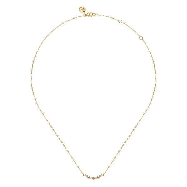 Gabriel & Co. Contemporary 14K Yellow Gold Heart Bar Necklace with 0.05 CTW Diamonds Image 2 Bradley's Jewelers Jacksonville, NC