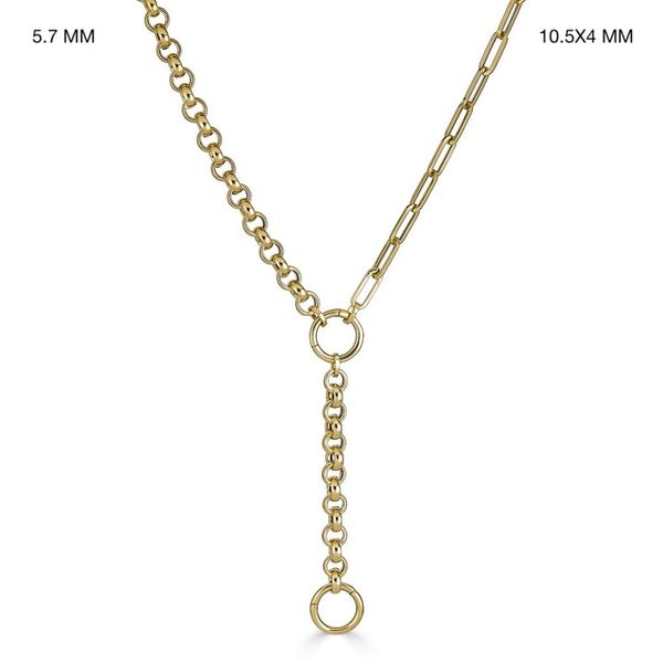 Mondrian 14K Yellow Gold Half Paperclip & Half Rolo Chain Necklace 18
