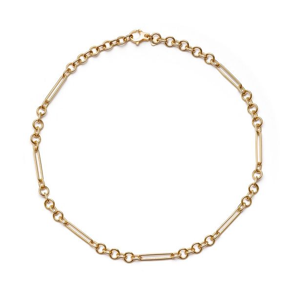 Mondrian 14K Yellow Gold Oval & Round Link Chain Necklace 18