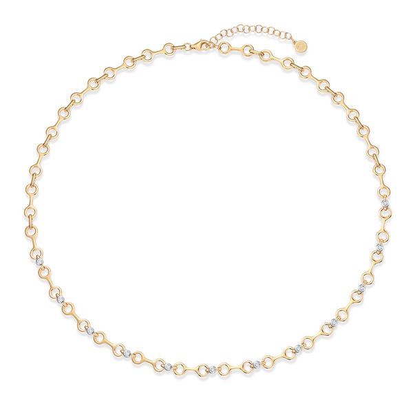 Mondrian 14K Yellow Gold Bone Chain Necklace with .45 CTW Bezel-Set Diamonds 18
