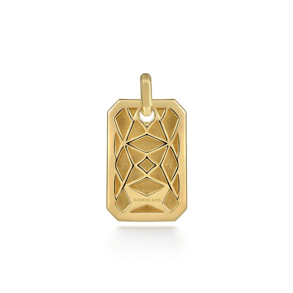 Gabriel & Co 14K Yellow Gold Dog Tag Pendant Image 2 Bradley's Jewelers Jacksonville, NC