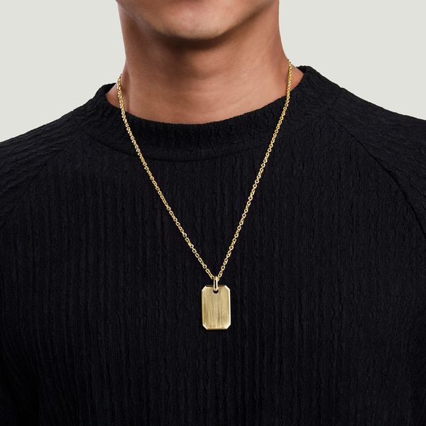 Gabriel & Co 14K Yellow Gold Dog Tag Pendant Image 4 Bradley's Jewelers Jacksonville, NC