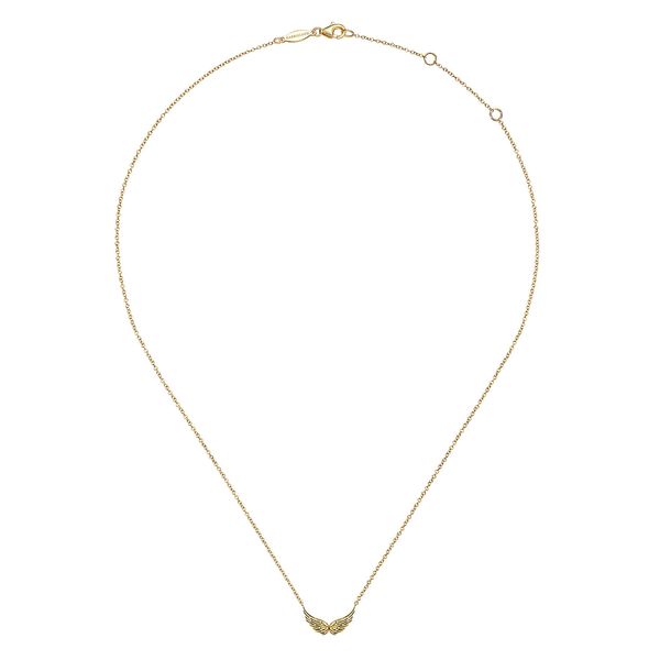 Gabriel & Co 14K Yellow Gold Angel Wing Necklace – Contemporary Collection Image 2 Bradley's Jewelers Jacksonville, NC