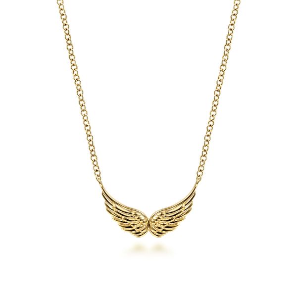 Gabriel & Co 14K Yellow Gold Angel Wing Necklace – Contemporary Collection Bradley's Jewelers Jacksonville, NC