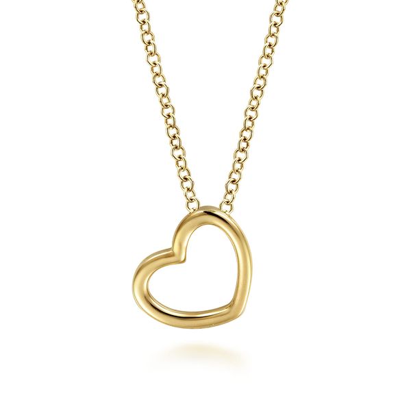 Gabriel & Co 14K Yellow Gold Tilted Heart Pendant Necklace – Contemporary Collection Bradley's Jewelers Jacksonville, NC