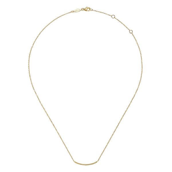 Gabriel & Co 14K Yellow Gold Twisted Rope Curved Bar Necklace – Hampton Collection Image 2 Bradley's Jewelers Jacksonville, NC