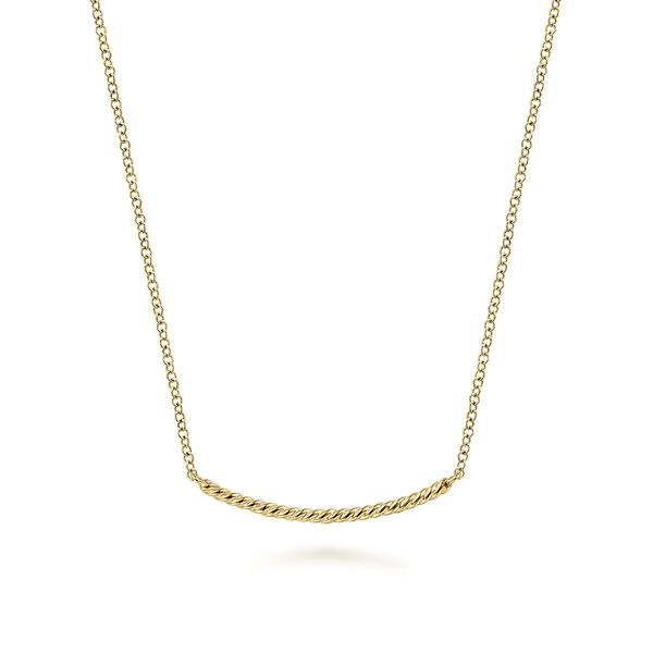 Gabriel & Co 14K Yellow Gold Twisted Rope Curved Bar Necklace – Hampton Collection Bradley's Jewelers Jacksonville, NC