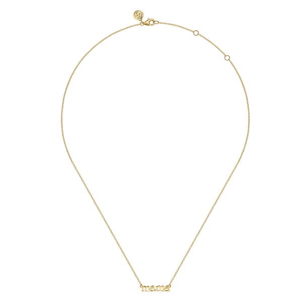 Gabriel & Co 14K Yellow Gold MAMA Script Necklace – Contemporary Collection Image 2 Bradley's Jewelers Jacksonville, NC