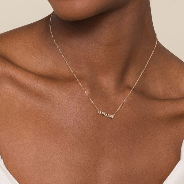 Gabriel & Co 14K Yellow Gold MAMA Script Necklace – Contemporary Collection Image 3 Bradley's Jewelers Jacksonville, NC
