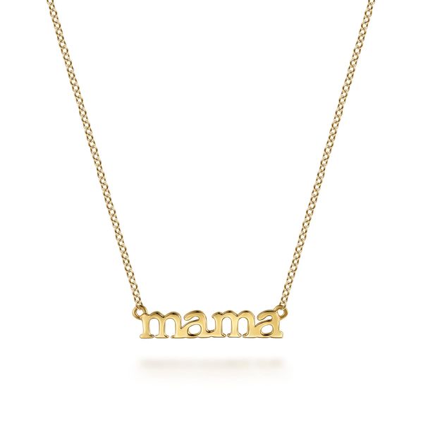 Gabriel & Co 14K Yellow Gold MAMA Script Necklace – Contemporary Collection Bradley's Jewelers Jacksonville, NC