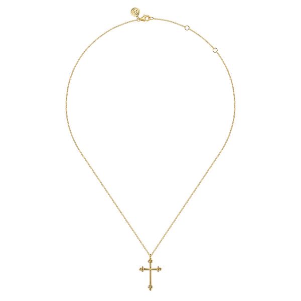Gabriel & Co 14K Yellow Gold Bujukan 24mm Cross Necklace – Bujukan Collection Image 2 Bradley's Jewelers Jacksonville, NC