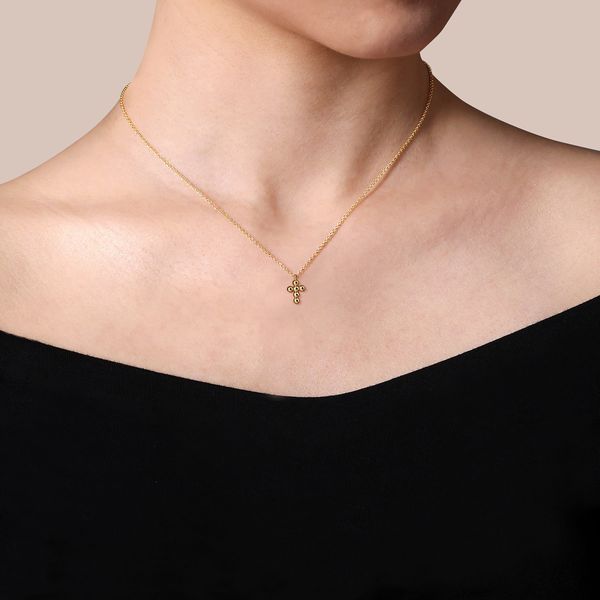 Gabriel & Co 14K Yellow Gold Bujukan Cross Pendant Image 3 Bradley's Jewelers Jacksonville, NC