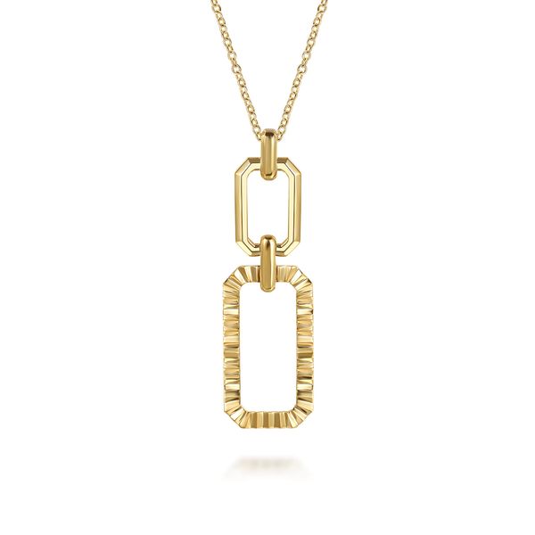 Gabriel & Co 14K Yellow Gold Diamond Cut Link Pendant – Contemporary Collection Bradley's Jewelers Jacksonville, NC