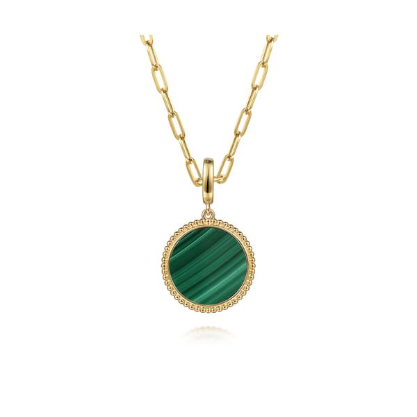 Gabriel & Co 14K Yellow Gold Malachite Inlay Bujukan Charm Image 3 Bradley's Jewelers Jacksonville, NC