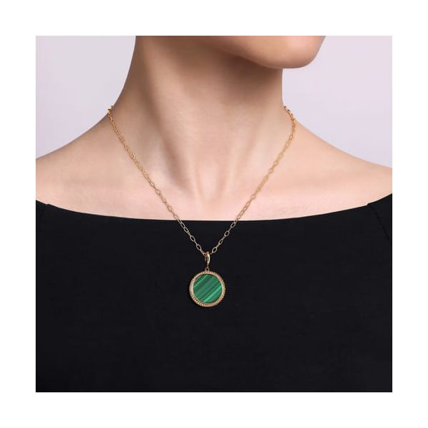 Gabriel & Co 14K Yellow Gold Malachite Inlay Bujukan Charm Image 4 Bradley's Jewelers Jacksonville, NC