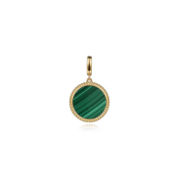 Gabriel & Co 14K Yellow Gold Malachite Inlay Bujukan Charm Bradley's Jewelers Jacksonville, NC