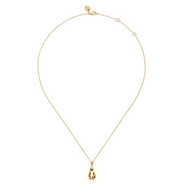 Gabriel & Co. 14K Yellow Gold Bujukan Teardrop Pendant Necklace Image 2 Bradley's Jewelers Jacksonville, NC