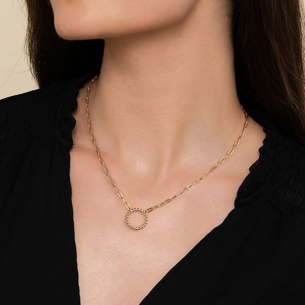 Gabriel & Co. 14K Yellow Gold Bujukan Circle Chain Necklace Image 3 Bradley's Jewelers Jacksonville, NC