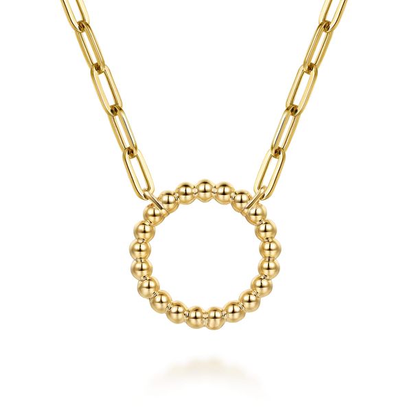 Gabriel & Co. 14K Yellow Gold Bujukan Circle Chain Necklace Bradley's Jewelers Jacksonville, NC