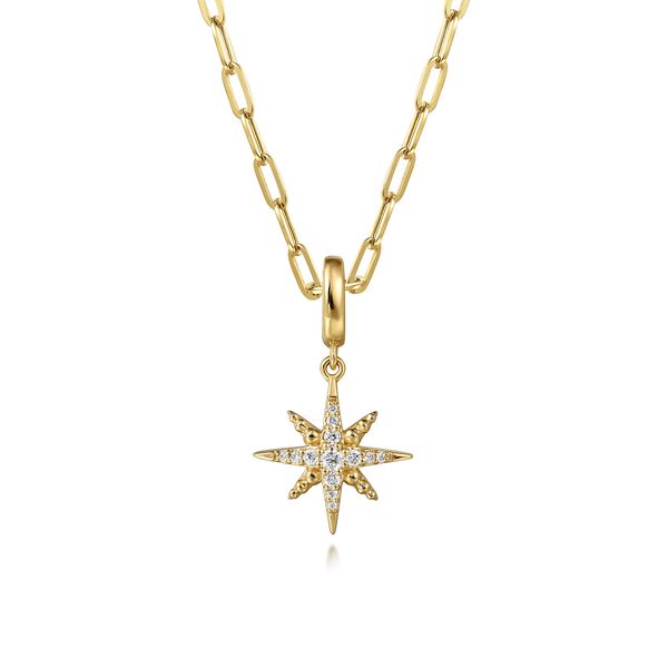 Gabriel & Co 14K Yellow Gold Diamond Bujukan Star Charm – .14Ctw Image 2 Bradley's Jewelers Jacksonville, NC