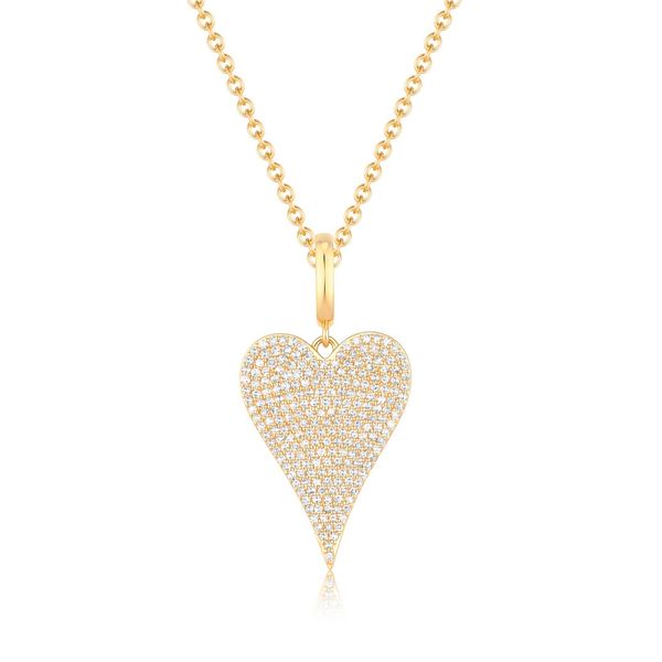 Mondrian 14K Yellow Gold .45 CTW Elongated Diamond Heart Pendant Image 2 Bradley's Jewelers Jacksonville, NC