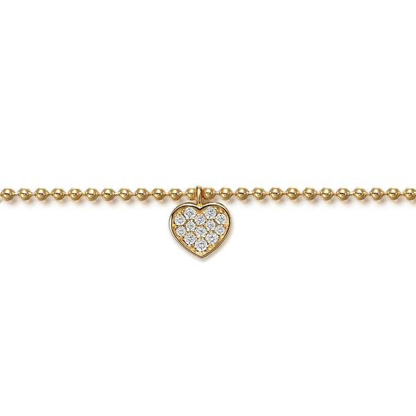 Gabriel & Co 14K Yellow Gold White Sapphire Heart Dangle Bujukan Bracelet – 7