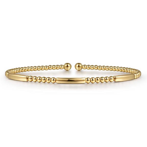 Gabriel & Co 14K Yellow Gold Bujukan Open Bangle – 5.75 Bradley's Jewelers Jacksonville, NC