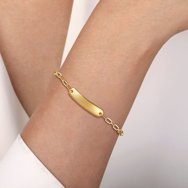 Gabriel & Co 14K Yellow Gold Paperclip ID Bracelet Image 3 Bradley's Jewelers Jacksonville, NC