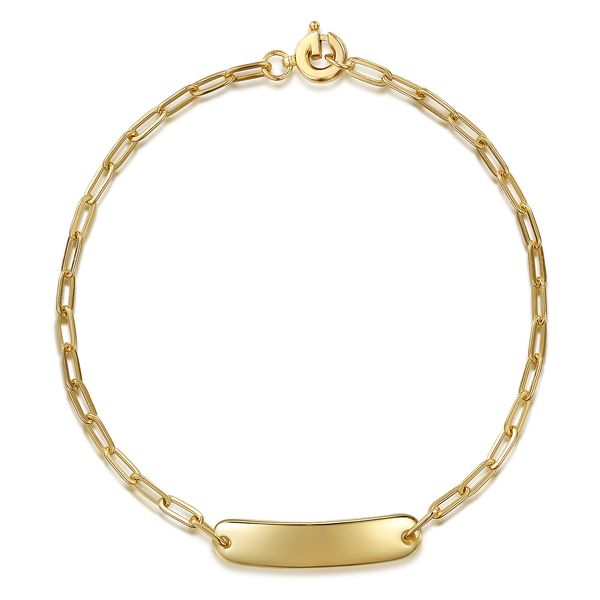 Gabriel & Co 14K Yellow Gold Paperclip ID Bracelet Bradley's Jewelers Jacksonville, NC