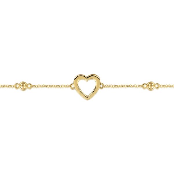 Gabriel & Co 14K Yellow Gold Open Heart Bujukan Chain Bracelet Image 2 Bradley's Jewelers Jacksonville, NC