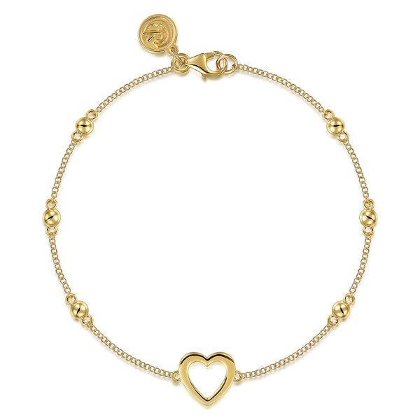 Gabriel & Co 14K Yellow Gold Open Heart Bujukan Chain Bracelet Bradley's Jewelers Jacksonville, NC