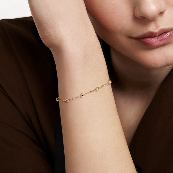 Gabriel & Co 14K Yellow Gold Bujukan Beads Station Bracelet Image 4 Bradley's Jewelers Jacksonville, NC