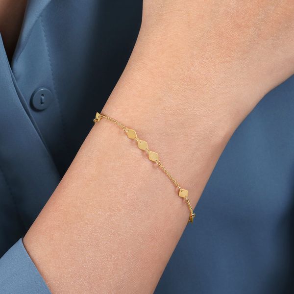 Gabriel & Co 14K Yellow Gold Rhombus Stations Bracelet Image 3 Bradley's Jewelers Jacksonville, NC