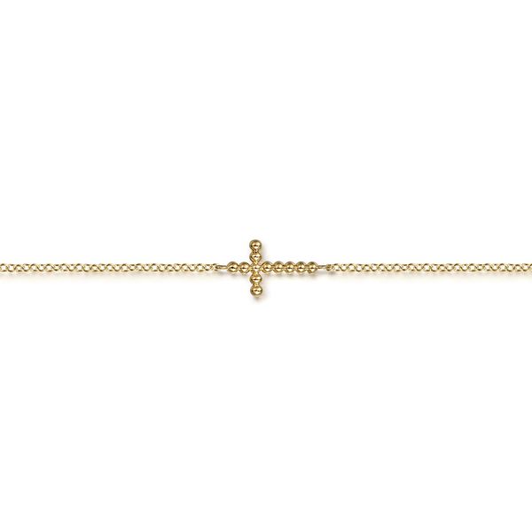 Gabriel & Co 14K Yellow Gold Bujukan Cross Charm Bracelet Image 3 Bradley's Jewelers Jacksonville, NC