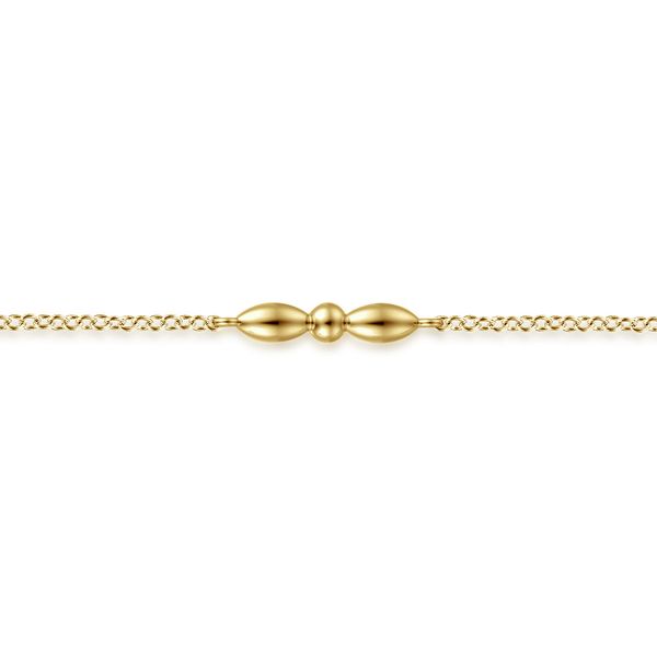 Gabriel & Co. 14K Yellow Gold Bujukan Ball & Puffy Marquise Station Bracelet Image 2 Bradley's Jewelers Jacksonville, NC