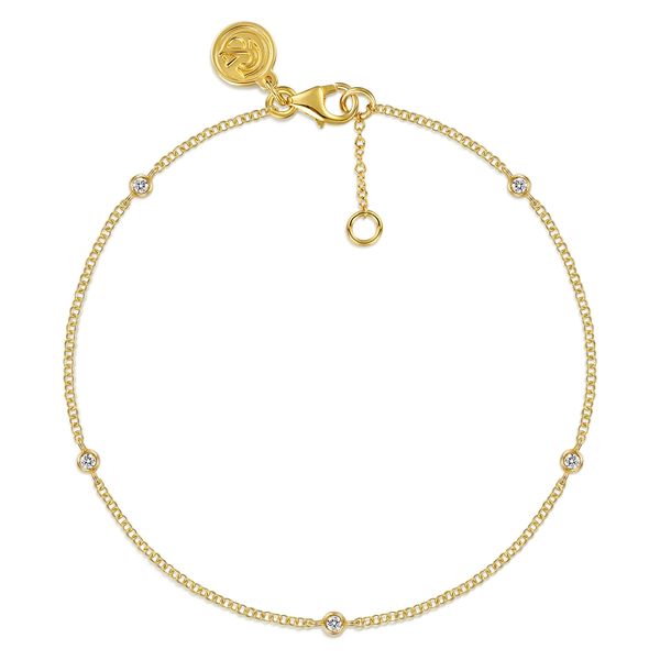 Gabriel & Co. 14K Yellow Gold .07 CTW Diamond Bezel Station Bracelet Bradley's Jewelers Jacksonville, NC