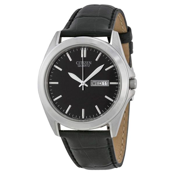 Citizen Men’s Quartz Watch | Black Dial Leather Strap Day-Date Bradley's Jewelers Jacksonville, NC