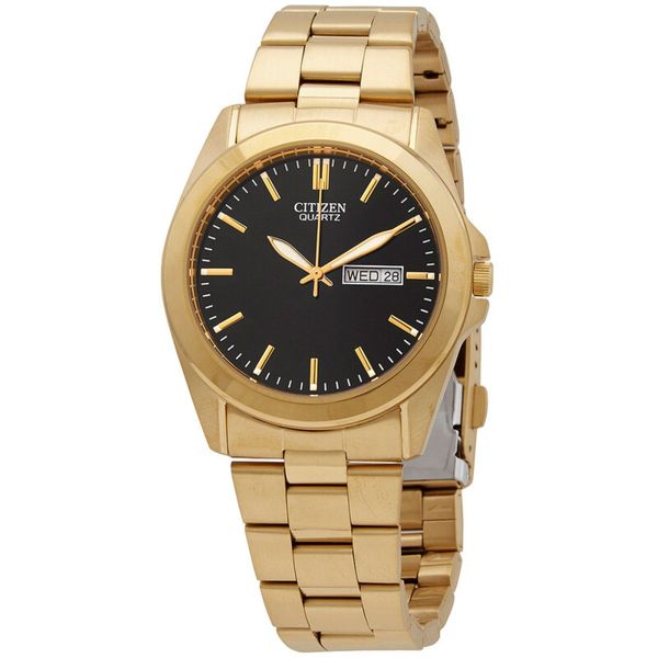 Citizen Men's Quartz Watch | Gold-Tone Stainless Steel Black Dial Day-Date Bradley's Jewelers Jacksonville, NC