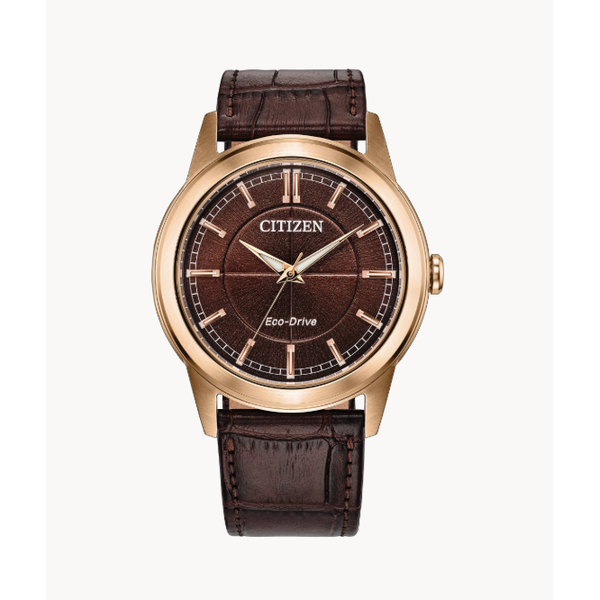 Citizen Rolan Eco-Drive 41mm Rose Gold-Tone Leather Watch Bradley's Jewelers Jacksonville, NC