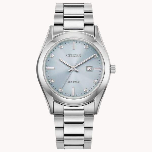 Citizen Ladies Eco-Drive Blue Dial Diamond Watch 33mm Bradley's Jewelers Jacksonville, NC