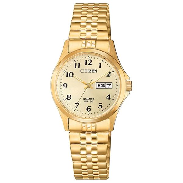Citizen Ladies Quartz Gold-Tone Watch | Champagne Dial Expansion Band Bradley's Jewelers Jacksonville, NC