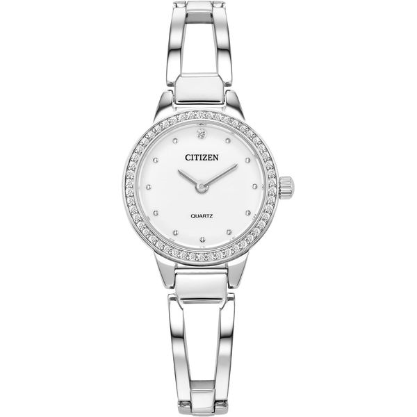 Citizen Ladies Quartz Watch | Silver-Tone Stainless Steel White Dial Crystals Bradley's Jewelers Jacksonville, NC