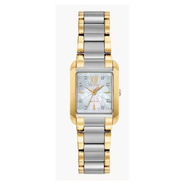 Ladies Citizen Eco-Drive Mother-of-Pearl Two-Tone Watch Bradley's Jewelers Jacksonville, NC