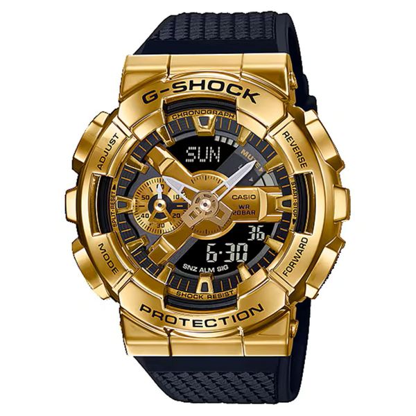 G-SHOCK Gold Tone Analog-Digital Watch Black Resin Strap Bradley's Jewelers Jacksonville, NC