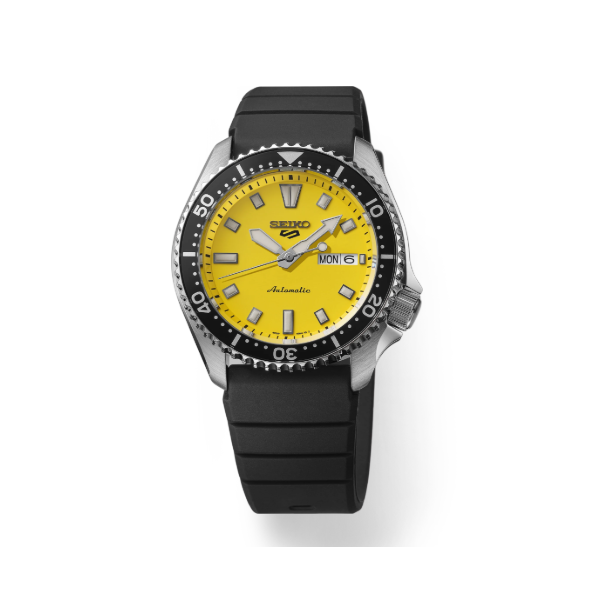 Seiko 5 Sports Men's Automatic Watch 42.5mm Yellow Dial SRPL87 Bradley's Jewelers Jacksonville, NC